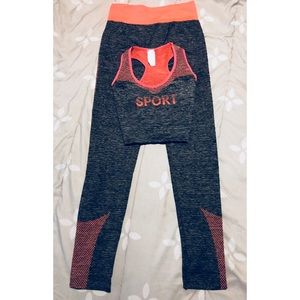 NWOT gray and pink workout set
